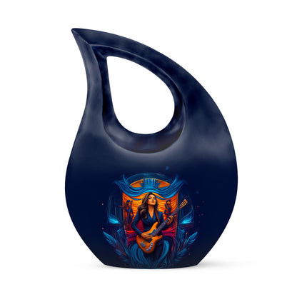 Radiant Guitar Memorial Cremation Urns - Blue 10-inch, 200 cu in - Yatskia