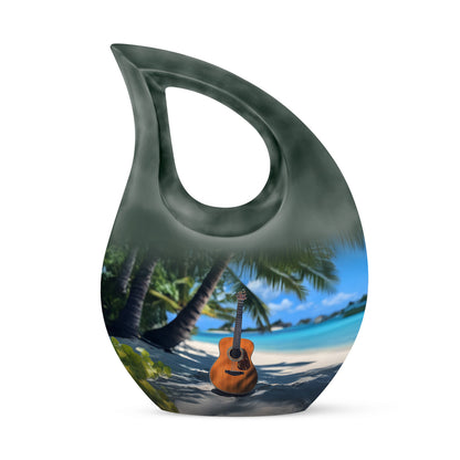 Blue Breathtaking Guitar Memorial Urn for Ashes - 10-inch, 200 cu in - Yatskia