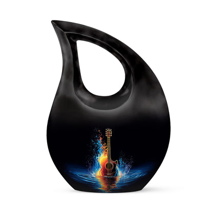 Lustrous Guitar Cremation Urns for Human Ashes - Black 10-inch - Yatskia