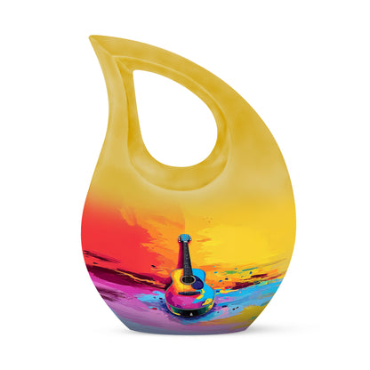 Gold Guitar Passage Cremation Urns for Human Ashes - 10-inch, 200 cu in - Yatskia