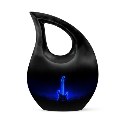 Personalized Guitar Cremation Urns - Soothing Black 10-inch, 200 cu in - Yatskia