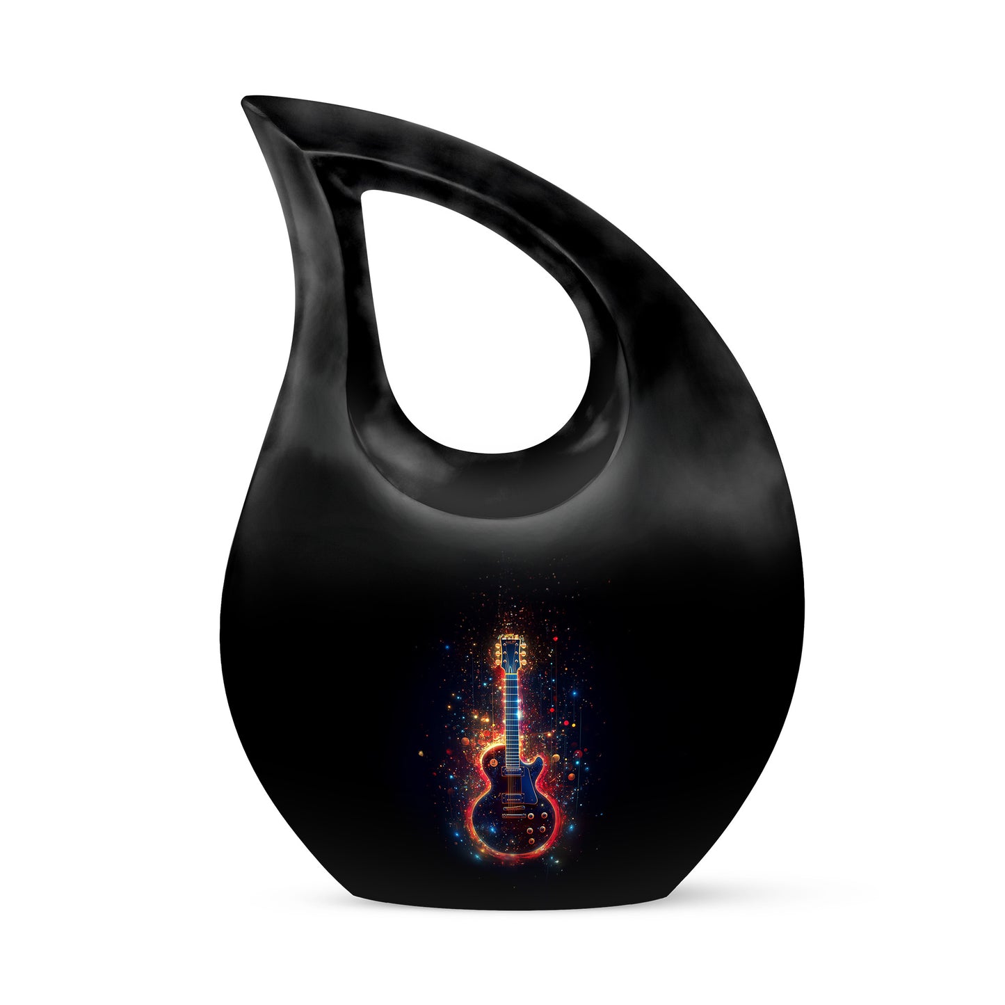 Personalized Black Guitar Cremation Urns for Ashes - Captivating 10-inch - Yatskia