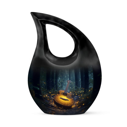 Lustrous Guitar Cremation Urns for Human Ashes - Blue 10-inch - Yatskia