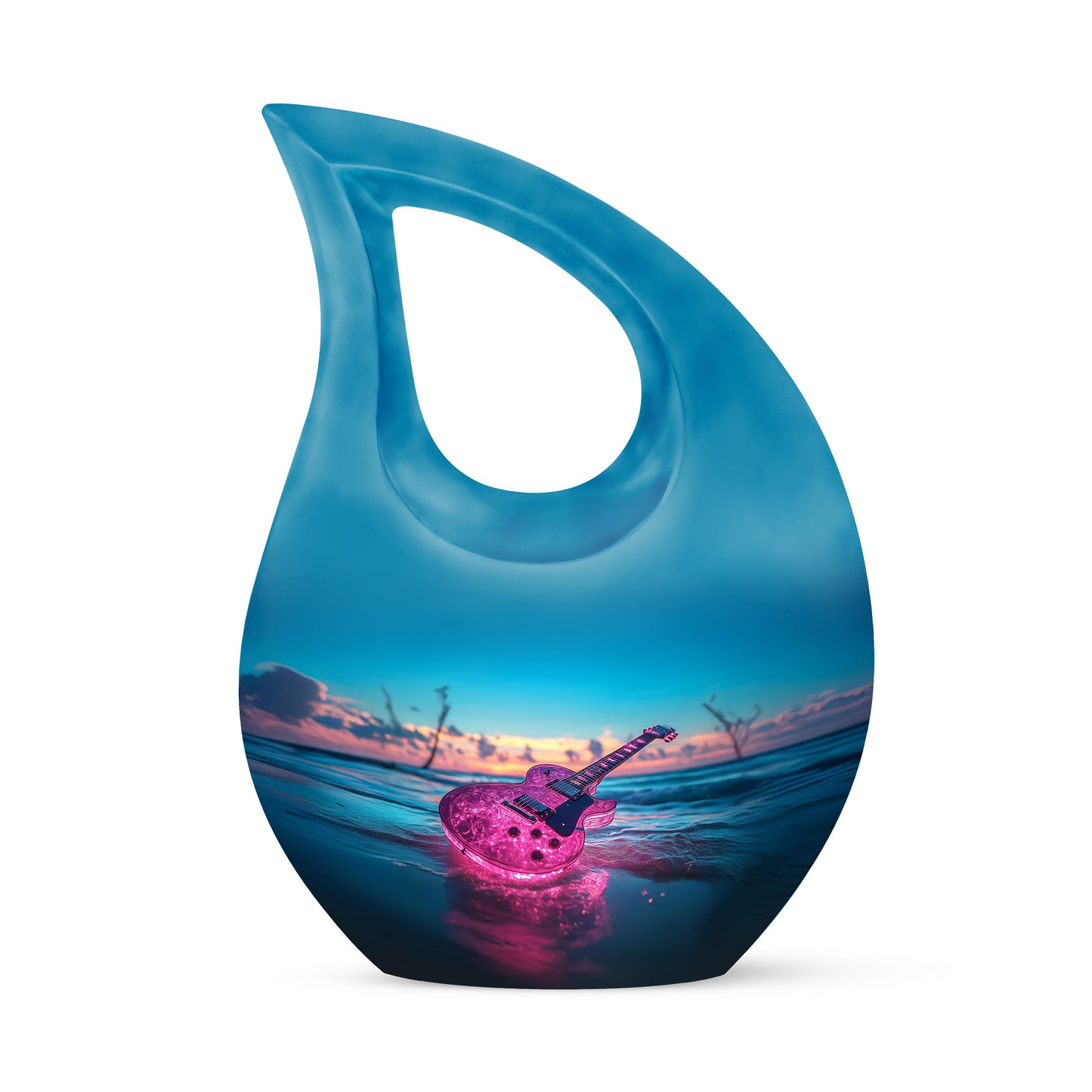 Personalized Teal Guitar Cremation Urns for Ashes - Captivating 10-inch - Yatskia