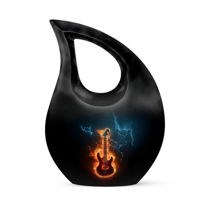 Black Guitar Cremation Urns - Enduring Dedication 10-inch, 200 cu in - Yatskia