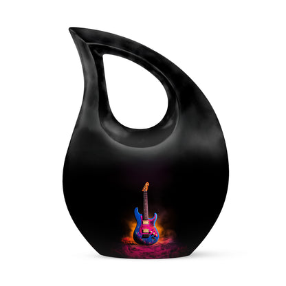 Personalized Eternal Guitar Cremation Urns - Black 10-inch, 200 cu in - Yatskia