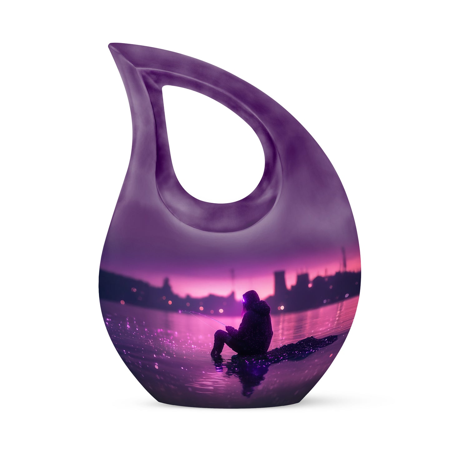 Purple Fishing Testament Cremation Urns for Human Ashes - 10-inch, 200 cu in - Yatskia