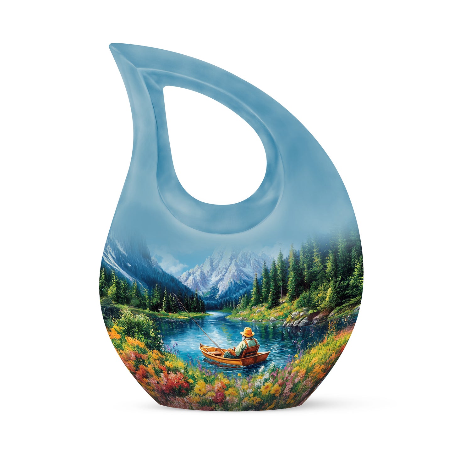 Hallowed Fishing Cremation Urns for Human Ashes - Blue 10-inch - Yatskia