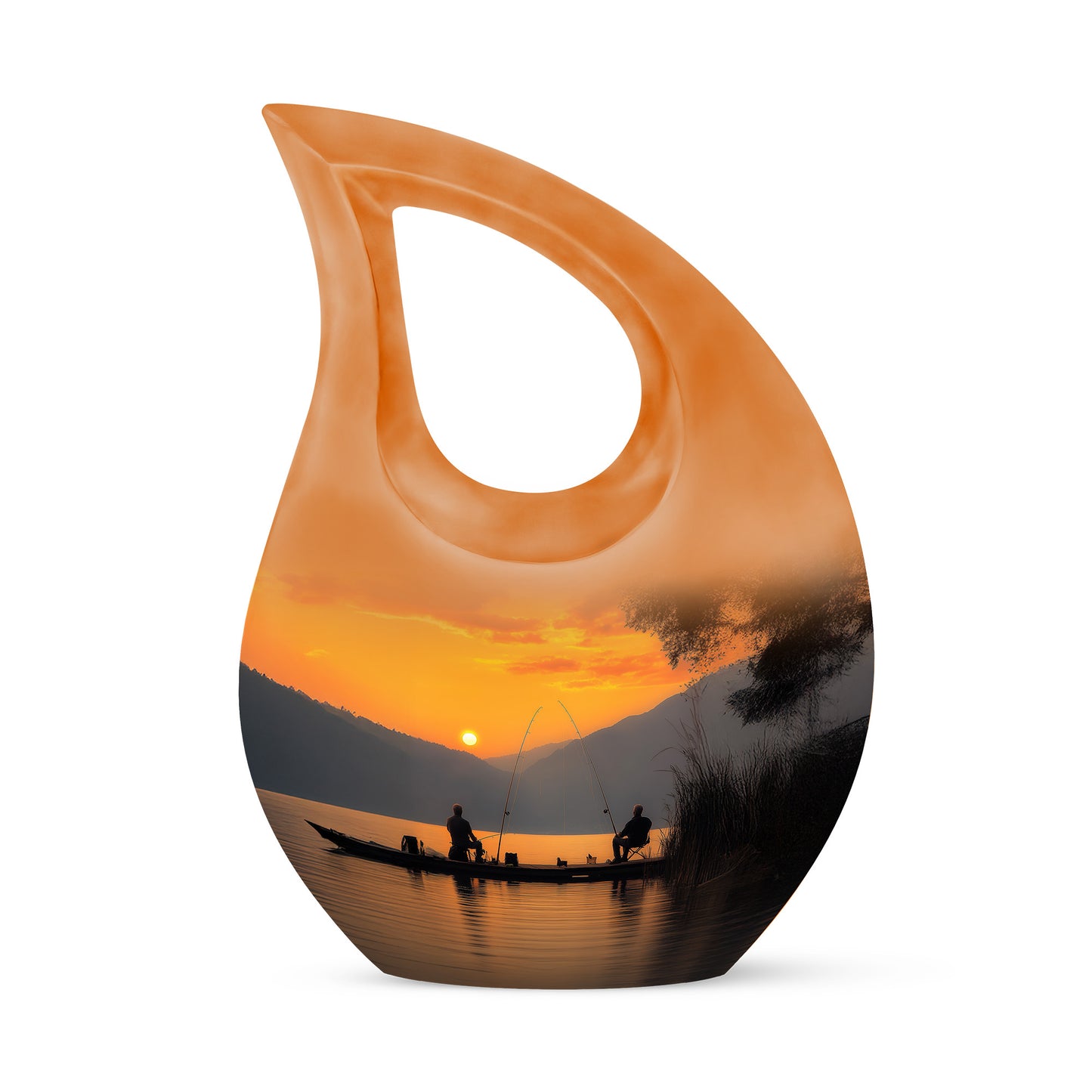 Dignified Gold Fishing Cremation Urn for Ashes - 10-inch, 200 cu in - Yatskia