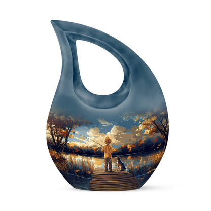 Blue Fishing Cremation Urns - Opulent Sanctuary 10-inch, 200 cu in - Yatskia