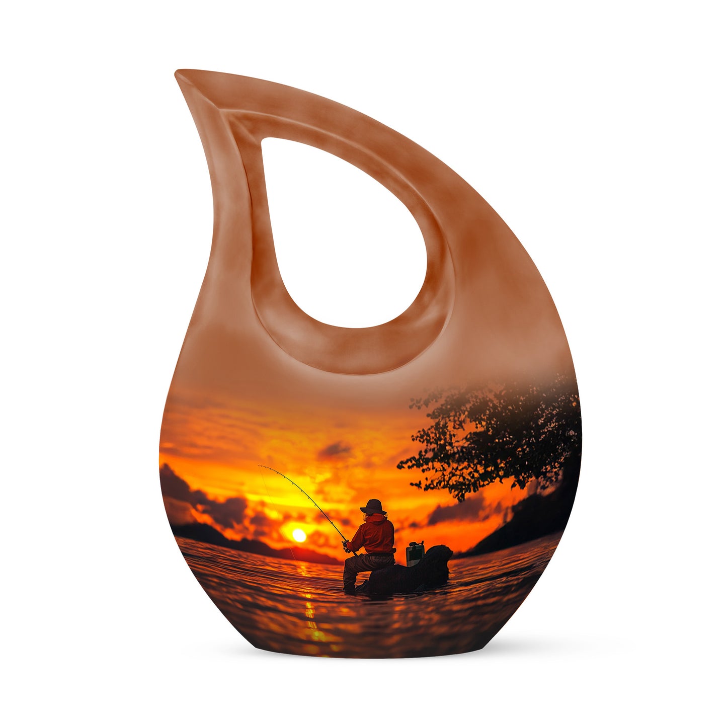 Personalized Elegant Fishing Cremation Urns - Gold 10-inch, 200 cu in - Yatskia