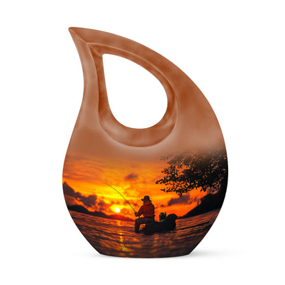 Personalized Elegant Fishing Cremation Urns - Gold 10-inch, 200 cu in - Yatskia