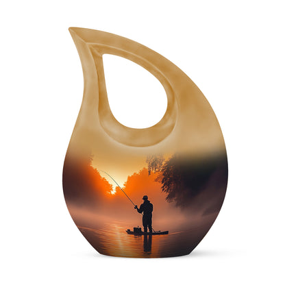 Personalized Fishing Cremation Urns - Wondrous Gold 10-inch, 200 cu in - Yatskia