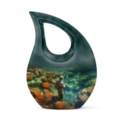 Personalized Green Fishing Cremation Urns for Ashes - Captivating 10-inch - Yatskia
