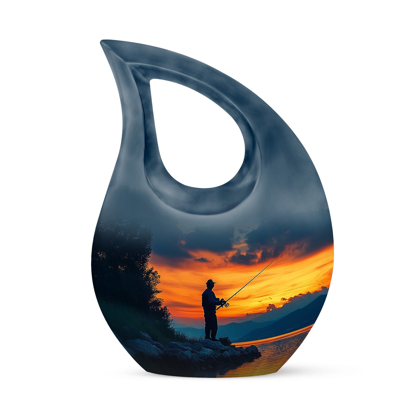 Personalized Fishing Cremation Urns - Eminent Blue 10-inch, 200 cu in - Yatskia