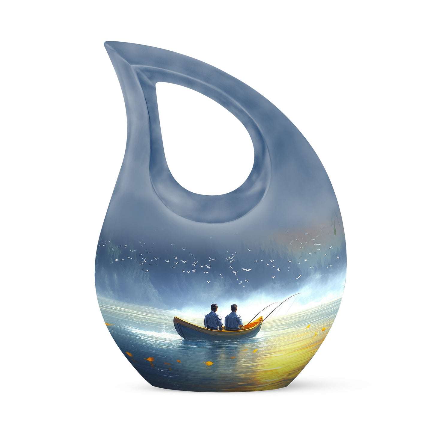Personalized Fishing Cremation Urns - Eminent Blue 10-inch, 200 cu in - Yatskia