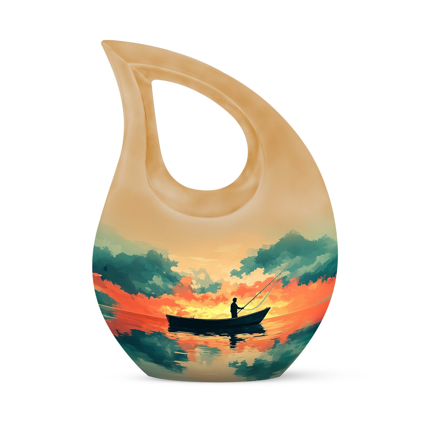 Gold Stately Fishing Cremation Urns for Human Ashes - 10-inch, 200 cu in - Yatskia