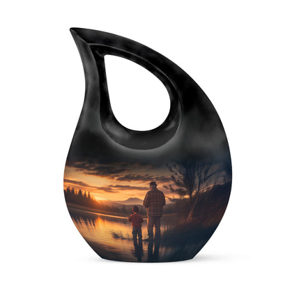 Radiant Fishing Memorial Cremation Urns - Blue 10-inch, 200 cu in - Yatskia