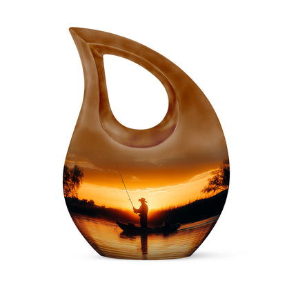 Personalized Elegant Fishing Cremation Urns - Gold 10-inch, 200 cu in - Yatskia
