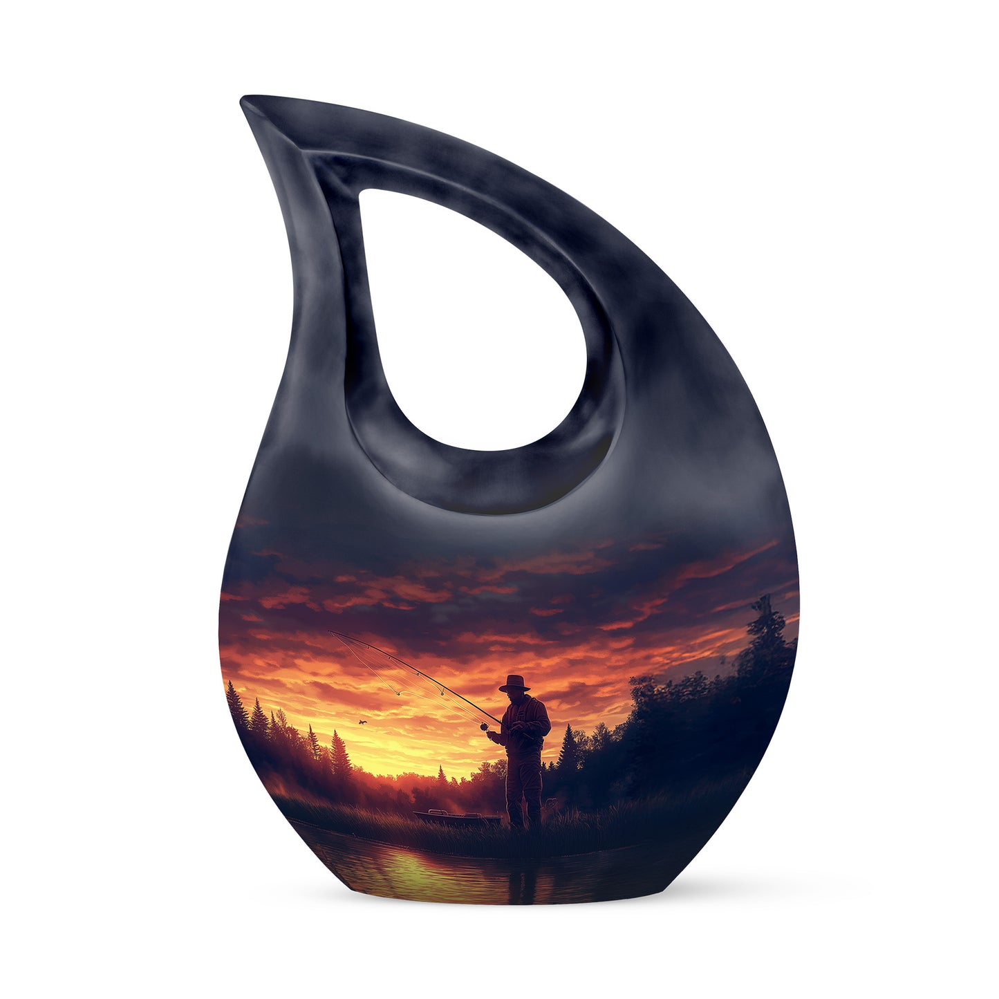 Personalized Fishing Cremation Urns - Tranquil Purple 10-inch, 200 cu in - Yatskia