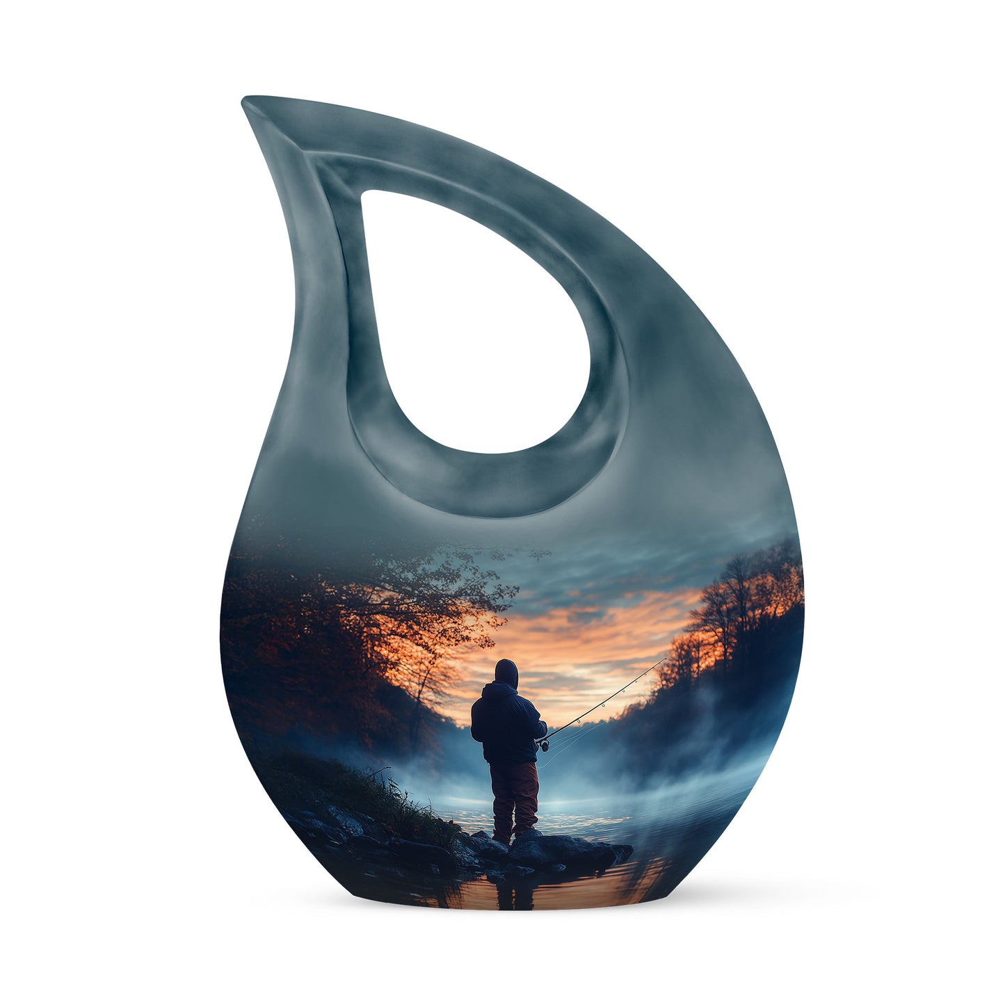 Personalized Fishing Cremation Urns - Eminent Blue 10-inch, 200 cu in - Yatskia