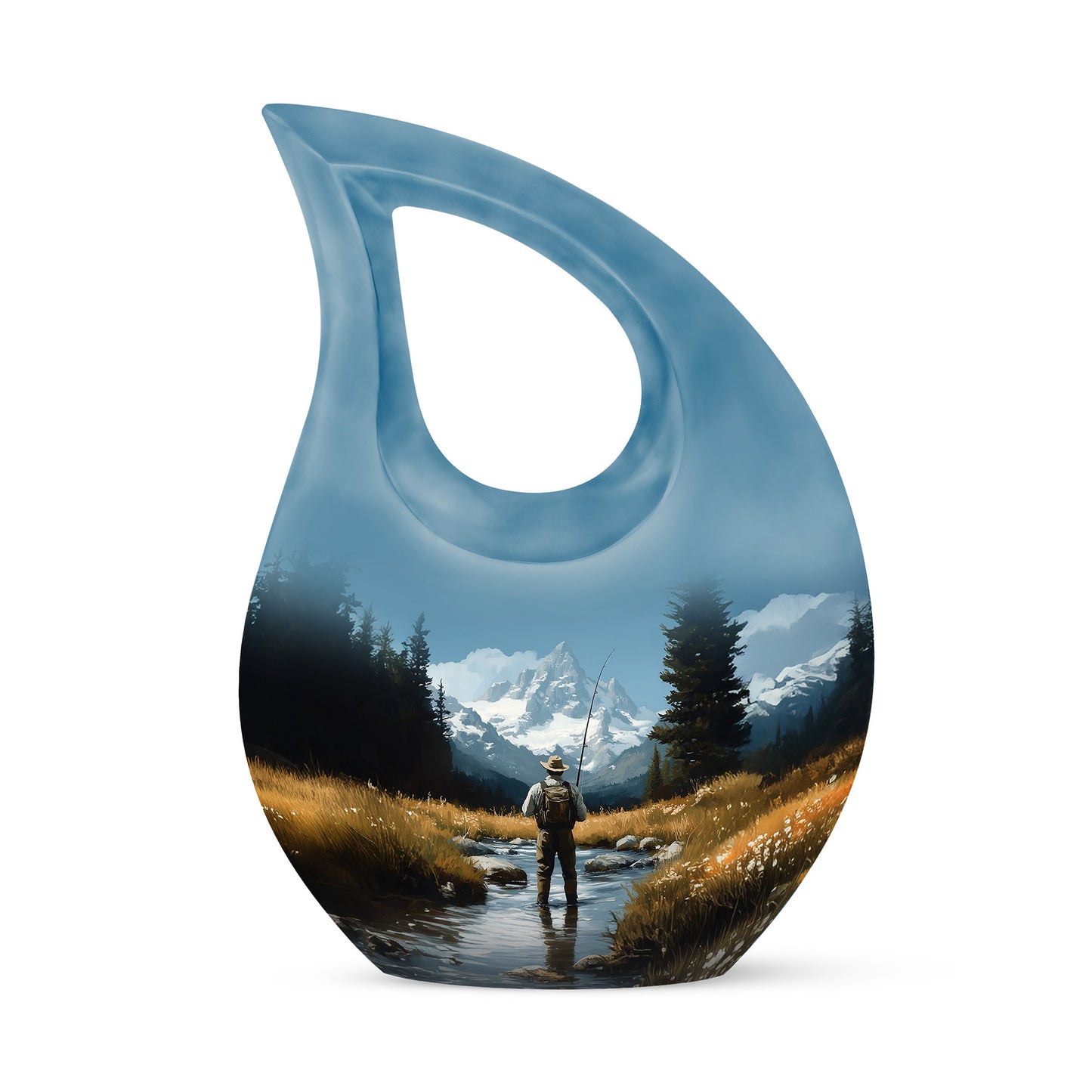 Blue Fishing Cremation Urns - Imperial Devotion 10-inch, 200 cu in - Yatskia