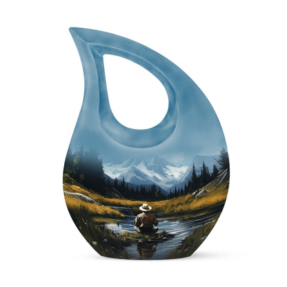 Personalized Fishing Cremation Urns - Pristine Blue 10-inch, 200 cu in - Yatskia