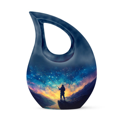Divine Blue Fishing Cremation Urn for Ashes - 10-inch, 200 cu in - Yatskia