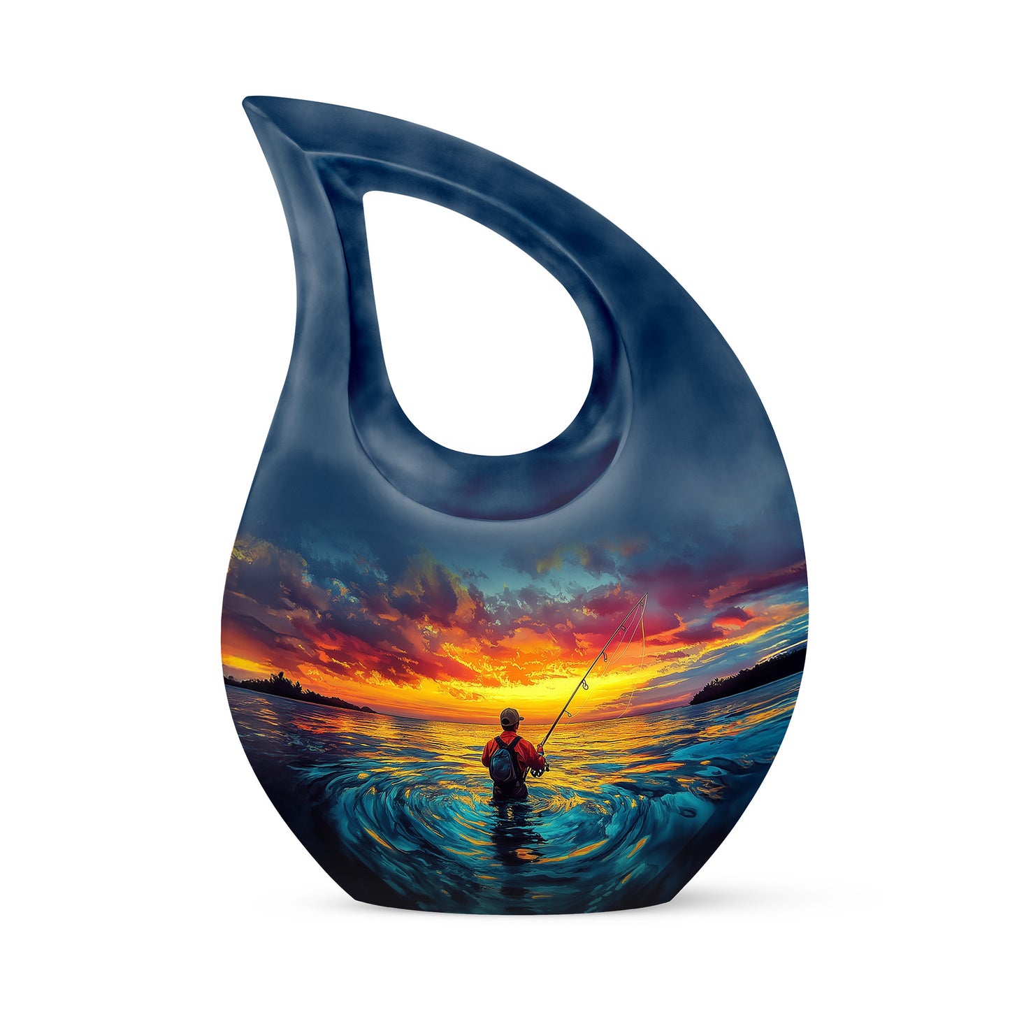 Personalized Fishing Cremation Urns - Pristine Teal 10-inch, 200 cu in - Yatskia