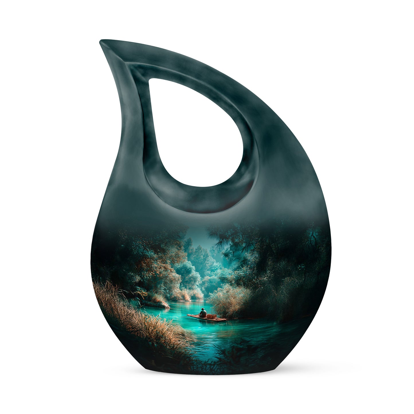 Teal Beloved Fishing Cremation Urns for Human Ashes - 10-inch, 200 cu in - Yatskia
