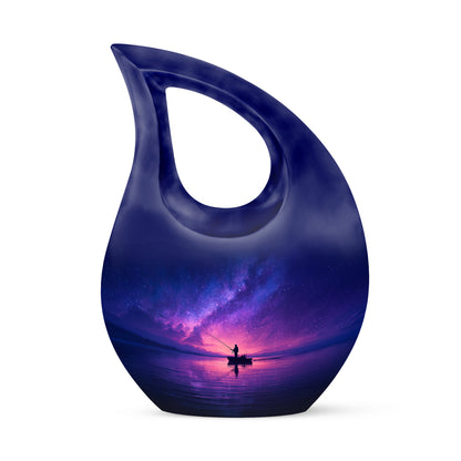 Harmonious Fishing Cremation Urns for Human Ashes - Blue 10-inch - Yatskia