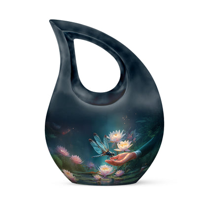 Personalized Refined Dragonfly Cremation Urns - Blue 10-inch, 200 cu in - Yatskia