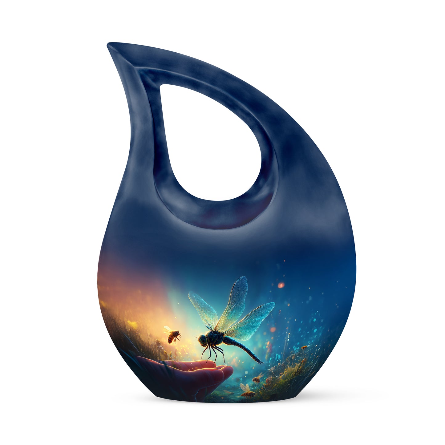 Personalized Blue Dragonfly Cremation Urns for Ashes - Transcendent 10-inch - Yatskia