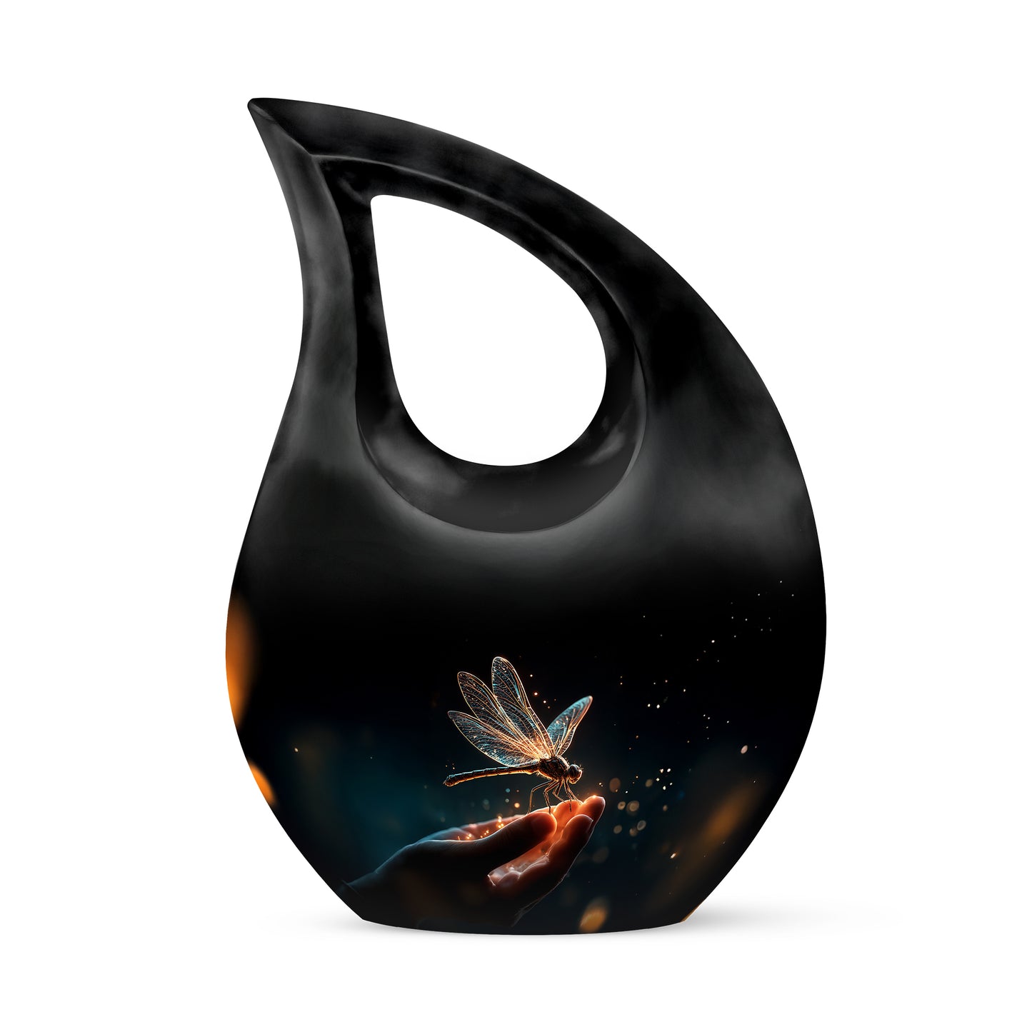 Black Dragonfly Cremation Urns - Imperial Dedication 10-inch, 200 cu in - Yatskia