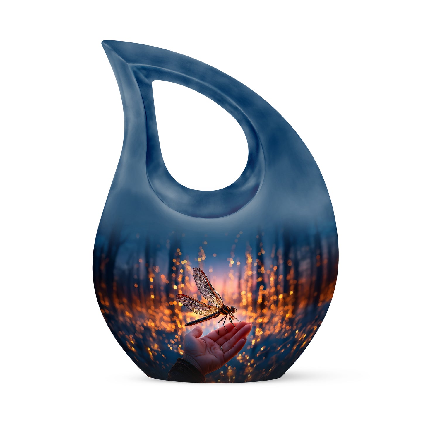Personalized Elegant Dragonfly Cremation Urns - Blue 10-inch, 200 cu in - Yatskia