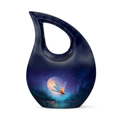 Personalized Dragonfly Cremation Urns - Eminent Blue 10-inch, 200 cu in - Yatskia