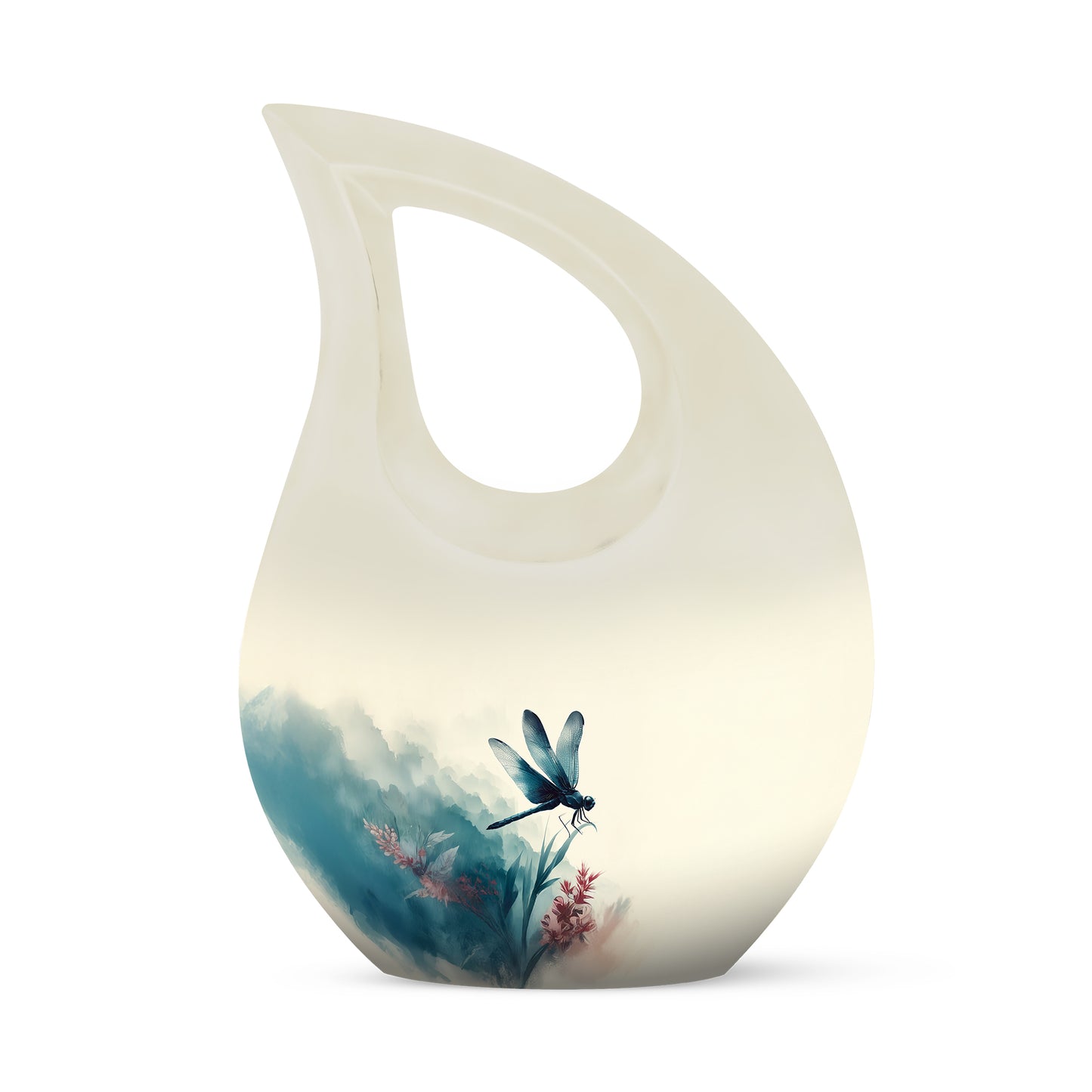 Personalized Seraphic Dragonfly Cremation Urns - White 10-inch, 200 cu in - Yatskia