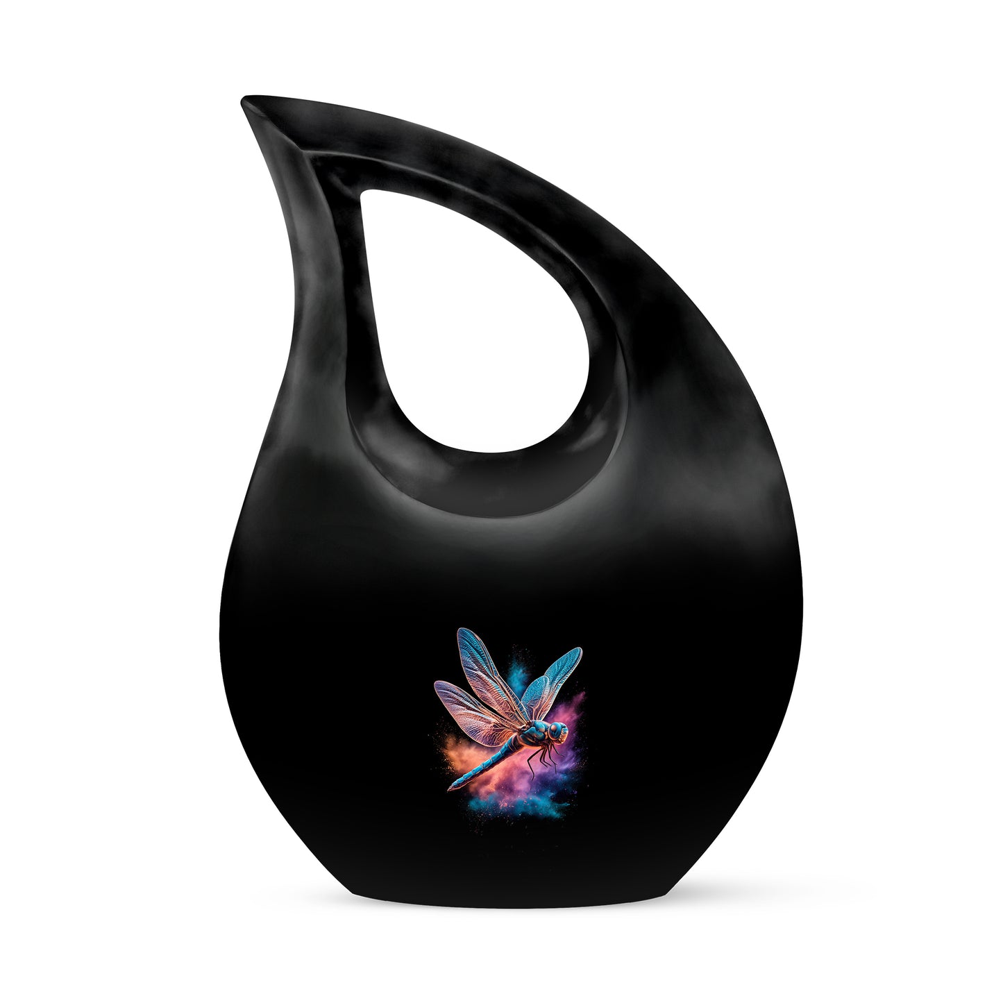 Timeless Black Dragonfly Cremation Urn for Ashes - 10-inch, 200 cu in - Yatskia