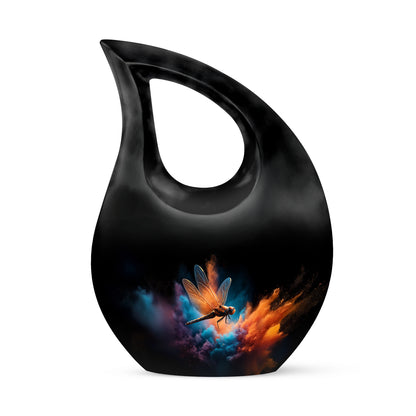 Blessed Dragonfly Cremation Urns for Human Ashes - Black 10-inch - Yatskia
