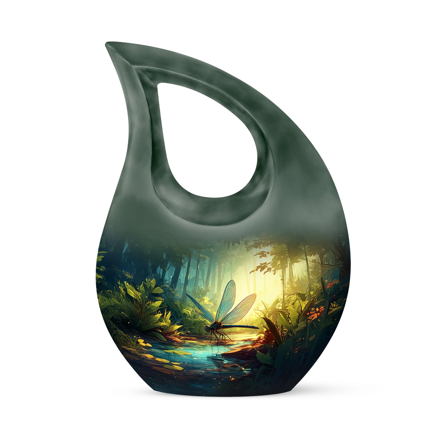 Divine Teal Dragonfly Cremation Urn for Ashes - 10-inch, 200 cu in - Yatskia