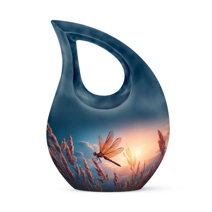 Blue Breathtaking Dragonfly Memorial Urn for Ashes - 10-inch, 200 cu in - Yatskia