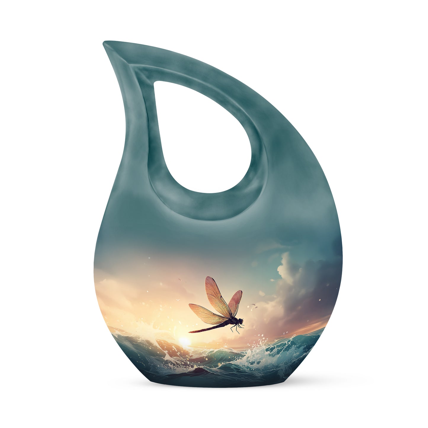 Personalized Dragonfly Cremation Urns - Soothing Gray 10-inch, 200 cu in - Yatskia