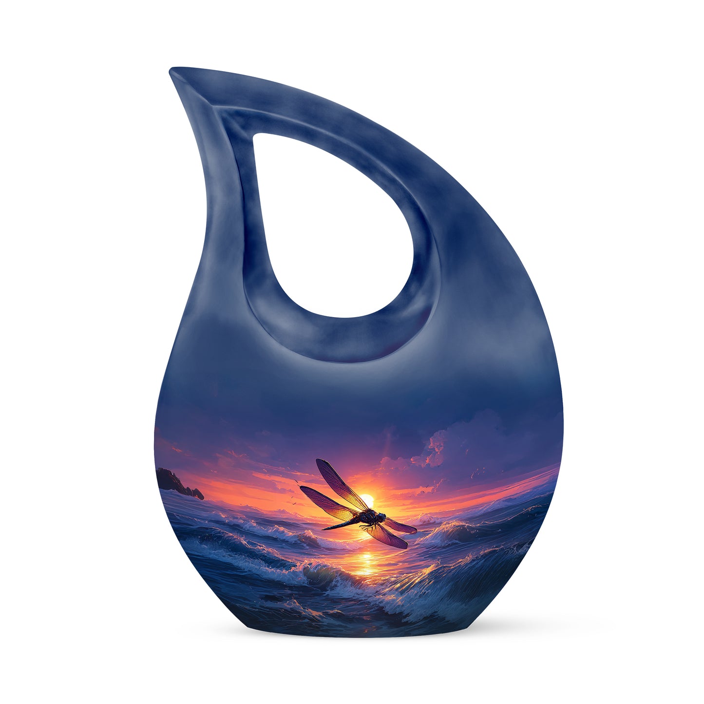Personalized Dragonfly Cremation Urns - Pristine Blue 10-inch, 200 cu in - Yatskia