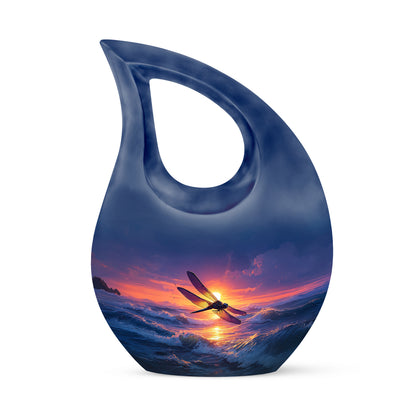 Personalized Dragonfly Cremation Urns - Pristine Blue 10-inch, 200 cu in - Yatskia