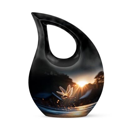 Black Dragonfly Cremation Urns - Enduring Farewell 10-inch, 200 cu in - Yatskia