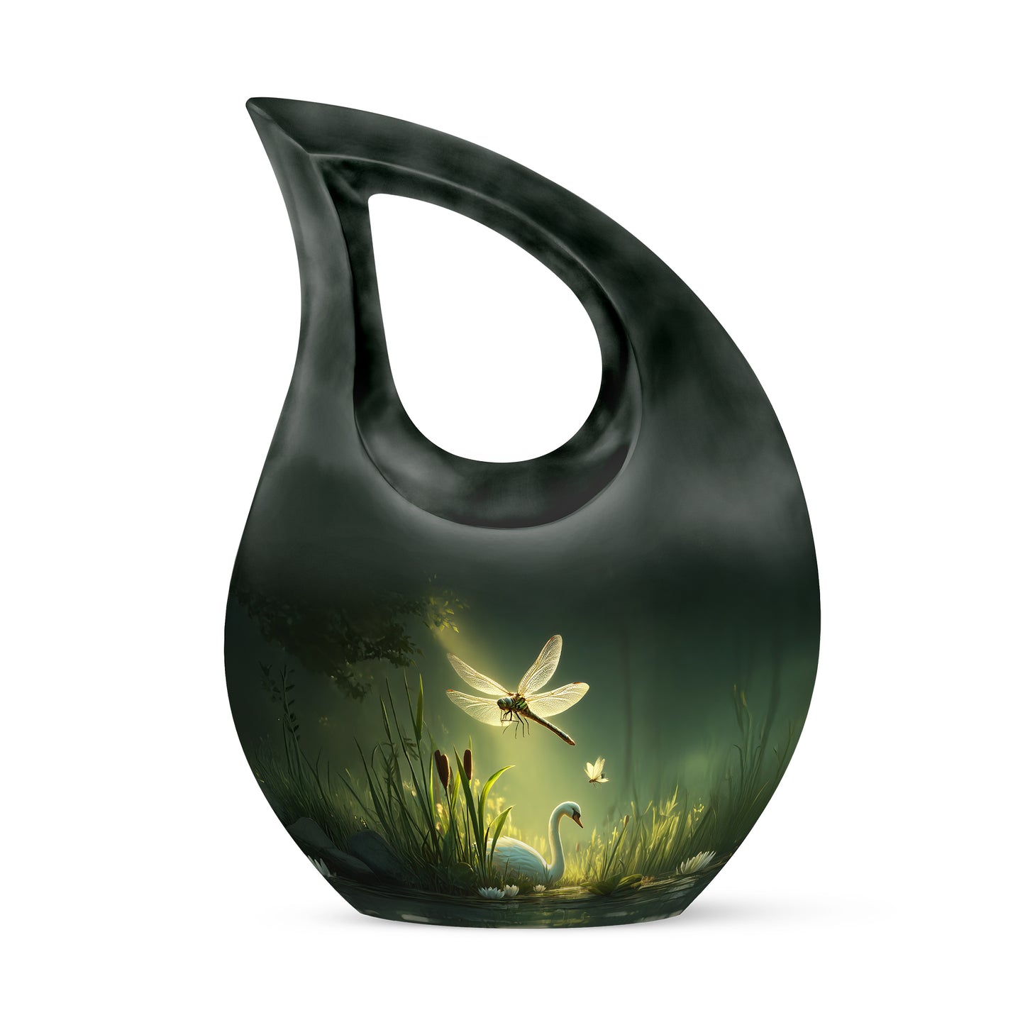 Green Sacred Dragonfly Cremation Urns for Human Ashes - 10-inch, 200 cu in - Yatskia