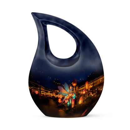 Personalized Seraphic Dragonfly Cremation Urns - Blue 10-inch, 200 cu in - Yatskia