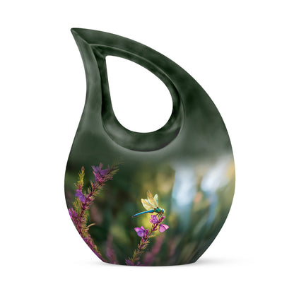 Illustrious Dragonfly Memorial Cremation Urns - Green 10-inch, 200 cu in - Yatskia