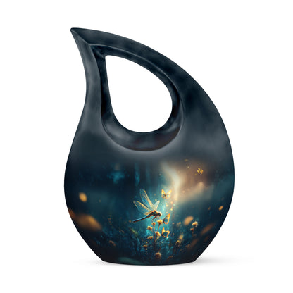 Blue Sacred Dragonfly Cremation Urns for Human Ashes - 10-inch, 200 cu in - Yatskia