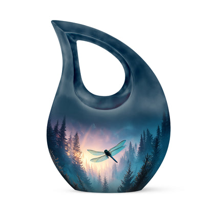 Blue Breathtaking Dragonfly Memorial Urn for Ashes - 10-inch, 200 cu in - Yatskia